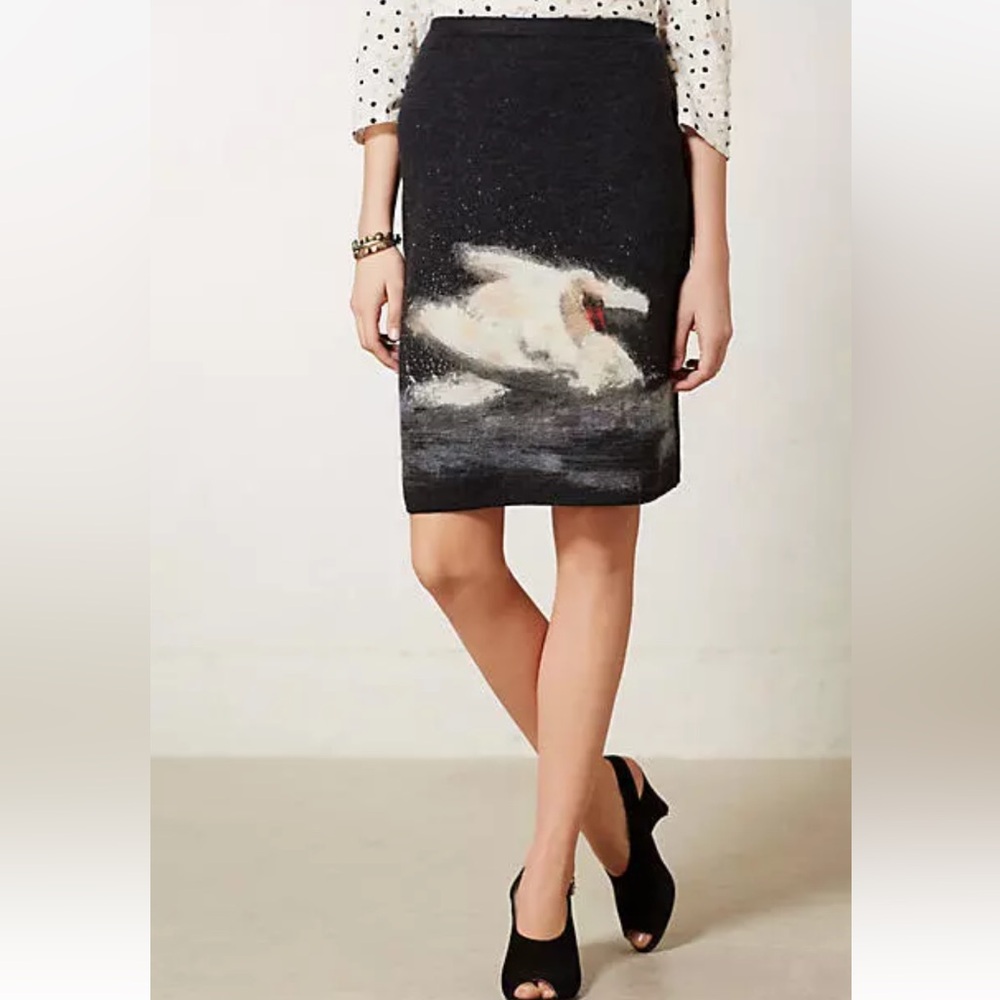 ANTHROPOLOGIE $168 TROUBADOUR GREY ODETTE WOOL SKIRT SZ xs x-small